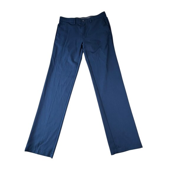 Haggar Cool 18 PRO Pants Navy Blue Men's 36x36 Straight Fit Comfort Waist Zip - Picture 1 of 10